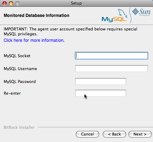 MySQL Enterprise Monitor: Installing
                  Agent on Mac OS X: Monitored Database
                  Information