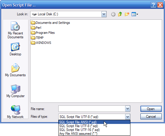 The file open dialog