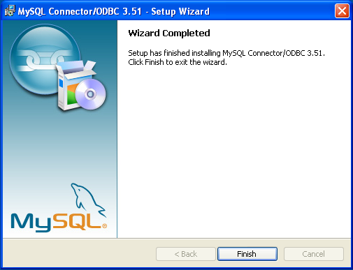 Connector/ODBC Windows Installer -
                Completion welcome