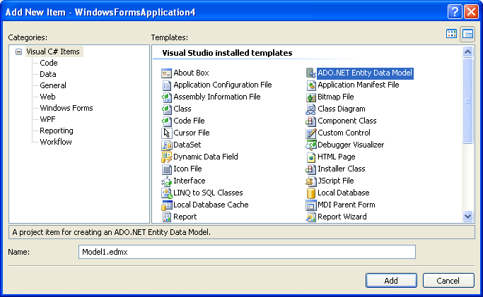 Add Entity Data Model