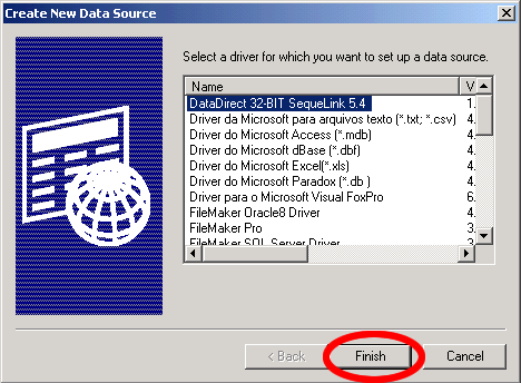 Figure 14 - Select DataDirect 32Bit SequeLink 5.4 Driver