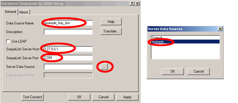 Figure 15 - Enter SequeLink Driver Parameters for FileMaker 7