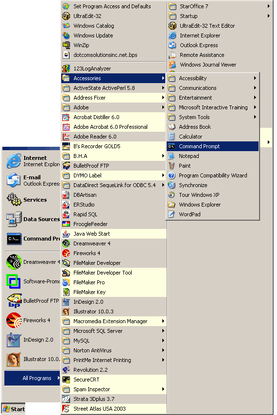 Figure 12 - Opening Windows Command Prompt Menu Item