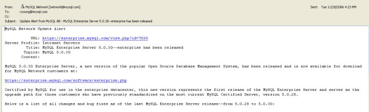 Enterprise Update Alert Email